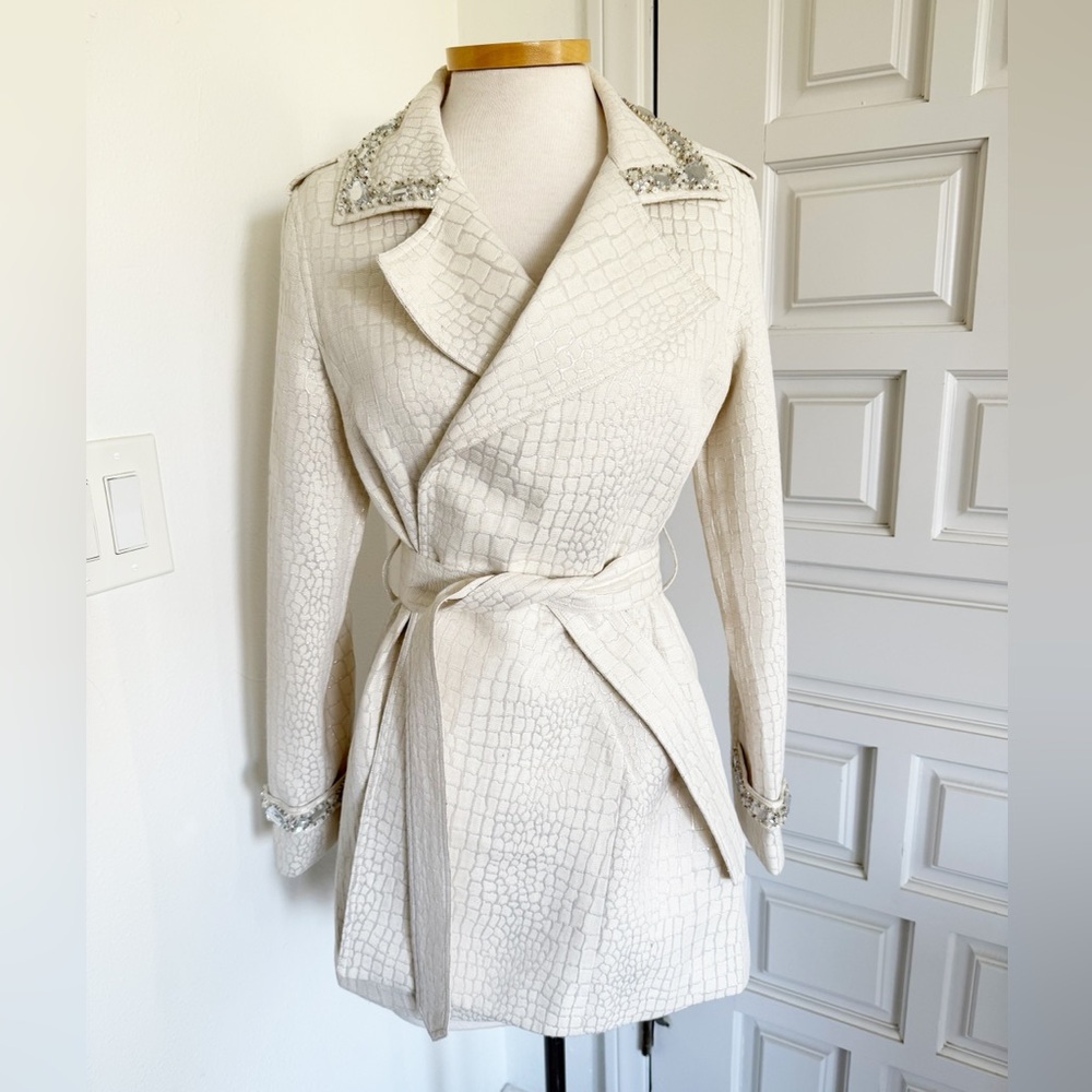 The Collective Works of Berek 2 Cream Silver Sparkly Metallic Coat Jacket Medium